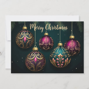 Festividades Cartão de Saudação de Natal Festivo Baubles
