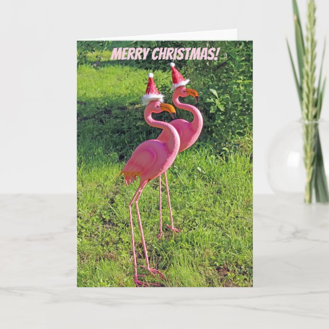 Festividades Cartão de Saudação de Natal Flamingo Divertido! (Frente)