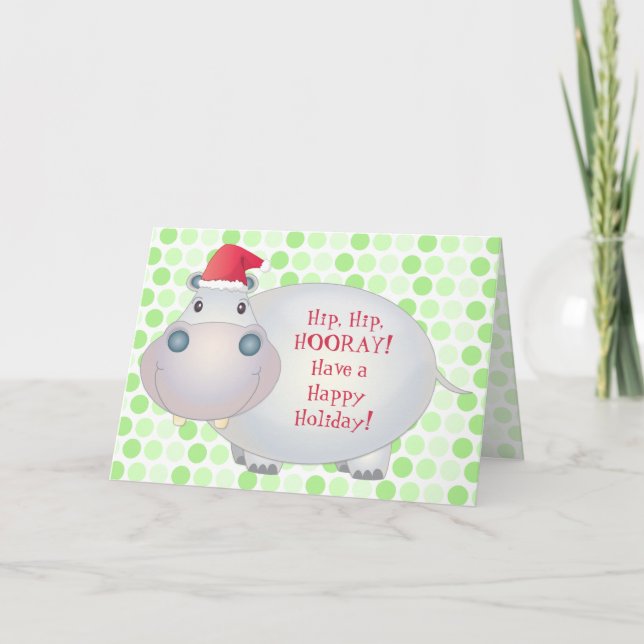 Festividades Cartão de Saudação de Natal Hippo (Frente)