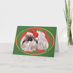 Festividades Cartão de Saudação de Natal Pekingese
