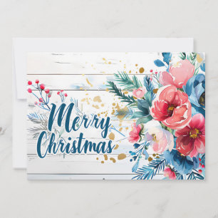 Festividades Cartão de Saudação de Natal Russo com Flores
