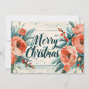 Festividades Cartão de Saudação de Natal Russo com Flores
