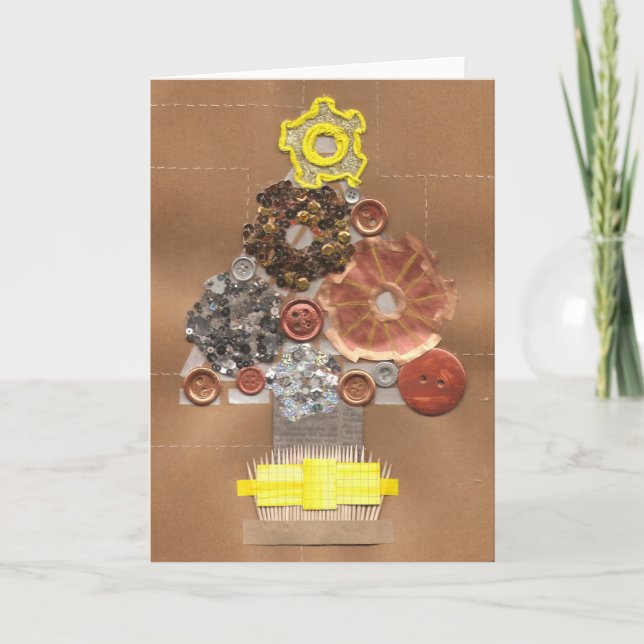 Festividades Cartão de Saudação de Natal Steampunk (Frente)