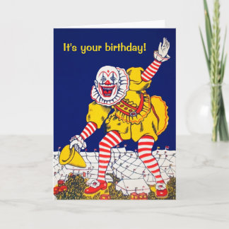 Festividades Cartão de Saudação de Palhaço Vintage Personalizáv