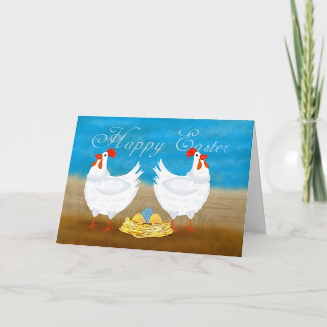 Festividades Cartão de saudação de Páscoa de frango divertido (Frente)
