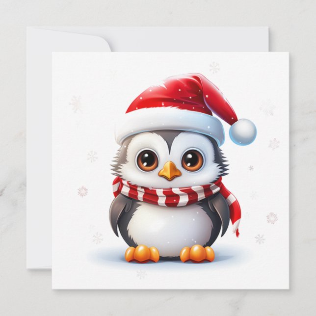 Festividades Cartão de Saudação de Pinguim Natal (Frente)