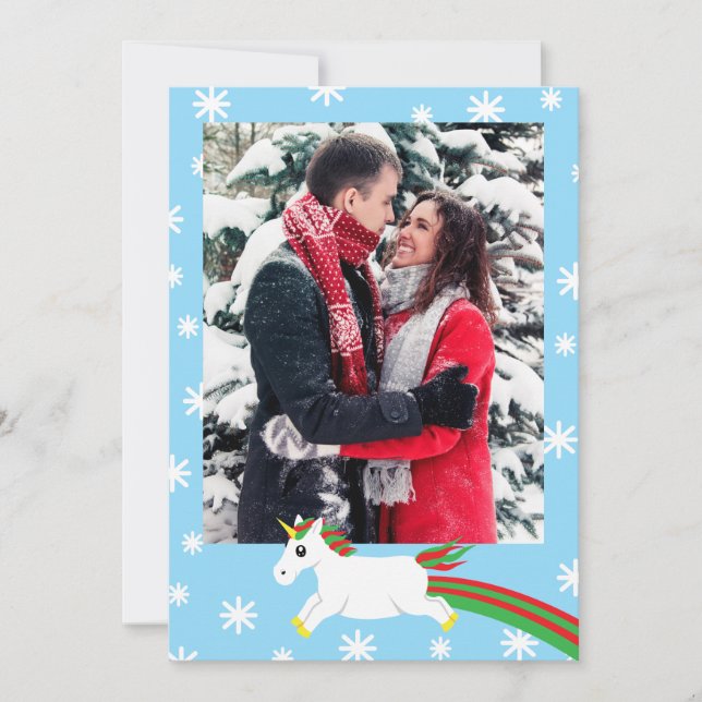 Festividades Cartão de Saudação de Quadro de Foto do Unicorn de (Frente)