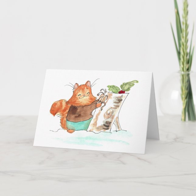 Festividades Cartão de saudação de registro Yule Burt (Frente)