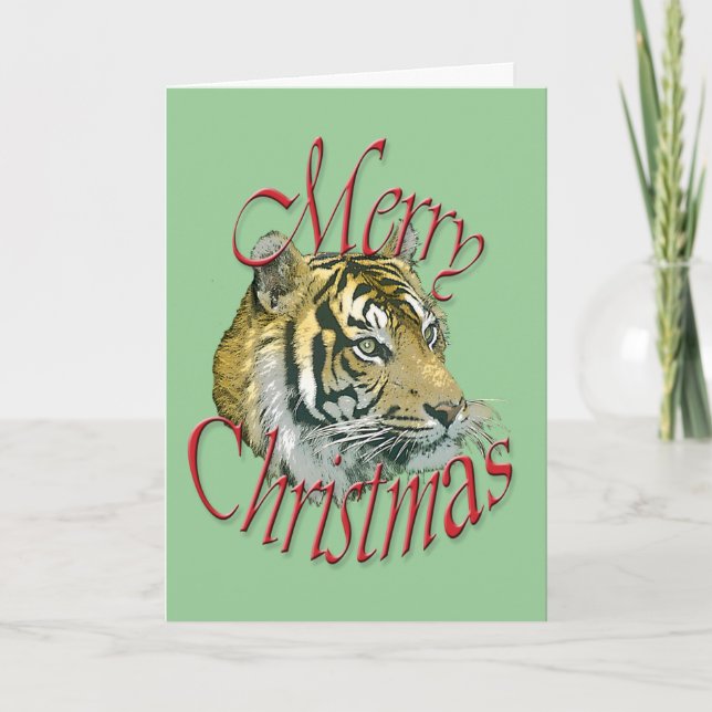 Festividades Cartão de Saudação de Tigre de Natal (Frente)