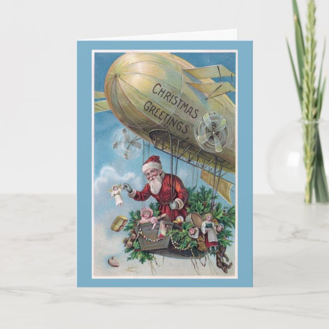 Festividades Cartão de saudação de zeppelin de Natal (Frente)