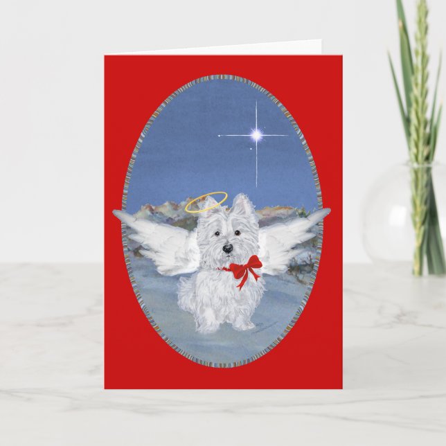 Festividades Cartão de Saudação do Anjo Westie (Frente)