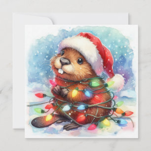 Festividades Cartão de Saudação do Beaver de Natal