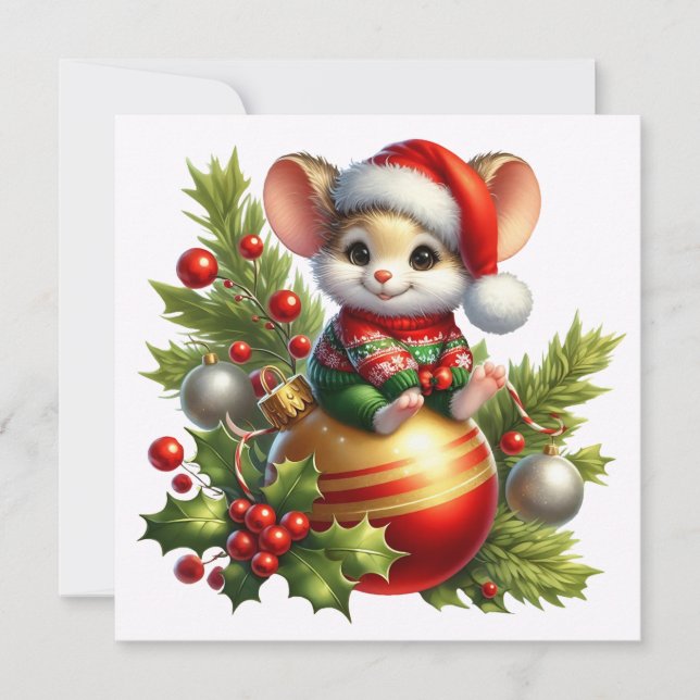 Festividades Cartão de Saudação do Rato de Natal (Frente)