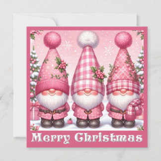 Festividades Cartão de Saudação dos Gnomos de Natal Rosa
