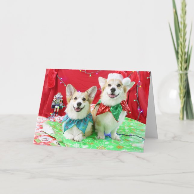 Festividades Cartão de Saudação e Envelopes de Natal Corgis (Frente)