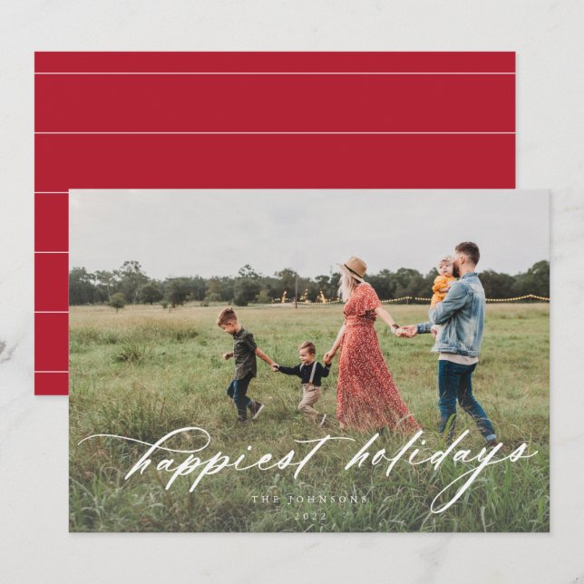 Festividades Cartão de Saudação Fotográfica Moderno de Feriados (Frente/Verso)