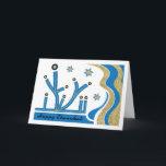 Festividades Cartão de Saudação Hanukkah/Chanukah com Envelope<br><div class="desc">Cartão de Saudação Hanukkah/Chanukah com Envelope Branco Azul/Dourado. Design moderno de Menorah com muito zumbido! Personalize eliminando, "Happy Chanukah" e escolhendo o seu estilo de letra, cor, tamanho e texto favoritos. Use a página dentro do vazio para expressar seus melhores desejos para um Hanukkah maravilhoso! Procure por um selo postal,...</div>