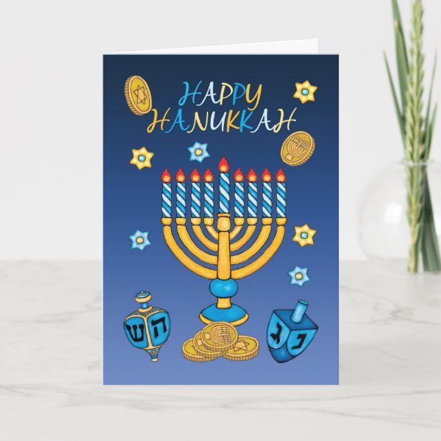 Festividades Cartão de Saudação Hanukkah com Menorah (Frente)