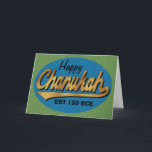 Festividades Cartão de Saudação Hanukkah/Envelope "Retro Chanuk<br><div class="desc">O Cartão de Saudação Hanukkah inclui um envelope branco. Retro "Happy Chanukah EST 139 BCE" Personalize eliminando, "Happy" e "EST 139 BCE" e substitua por suas próprias palavras. Escolha seu estilo de fonte, cor, tamanho e texto favoritos. Escreva na página do dentro do vazio para expressar seus melhores desejos por...</div>