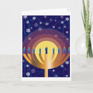 Festividades Cartão de Saudação Hanukkah Menorah ouro Brilhante