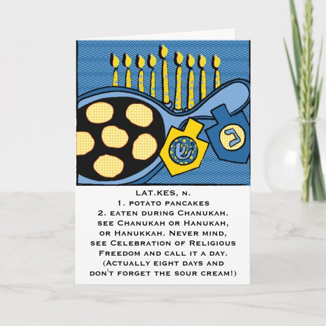 Festividades Cartão de Saudação Hanukkah "Panquecas de Batata" (Frente)