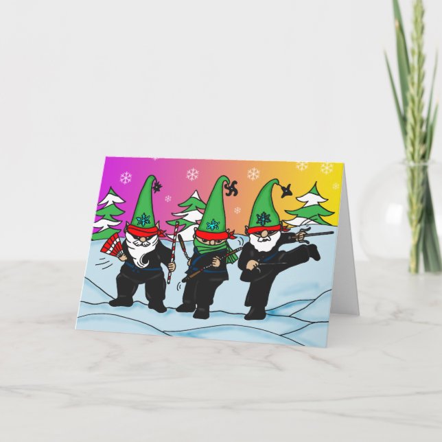 Festividades Cartão de Saudação Holiday Ninja Elves (Frente)