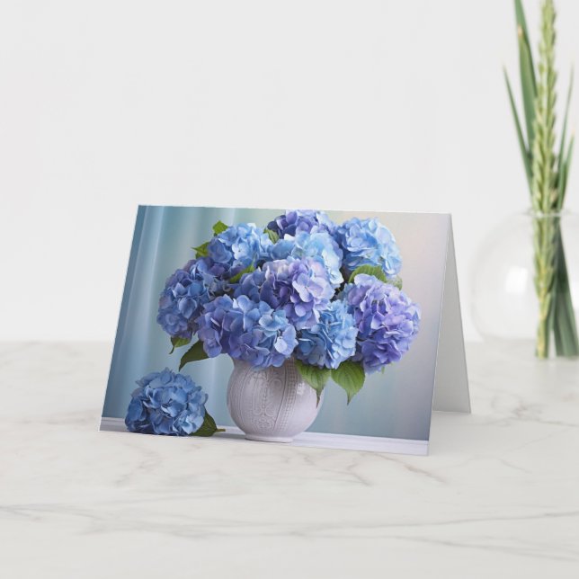 Festividades Cartão de Saudação Hydrangeas Azul (Frente)