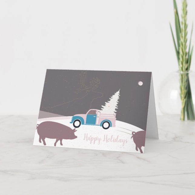 Festividades Cartão de saudação incomum de caminhões e árvores  (Frente)