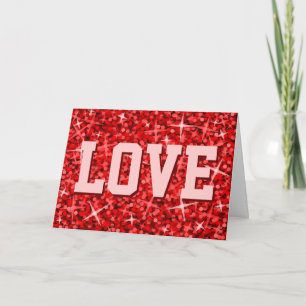 Festividades Cartão de saudação 'LOVE' 'Your Text' Vermelho Gli