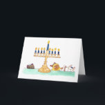 Festividades Cartão de Saudação Menorah<br><div class="desc">Uma placa com Lupin hipnotizada pela menorah</div>