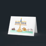 Festividades Cartão de Saudação Menorah<br><div class="desc">Uma placa com Lupin hipnotizada pela menorah</div>