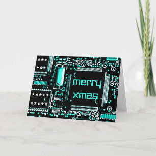 Festividades Cartão de saudação "Merry Xmas" azul claro Circuit