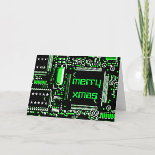 Festividades Cartão de saudação "Merry Xmas" Verde Circuito 2