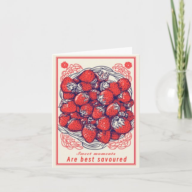 Festividades Cartão de Saudação Momentos Doces de Morango Fofos (Frente)