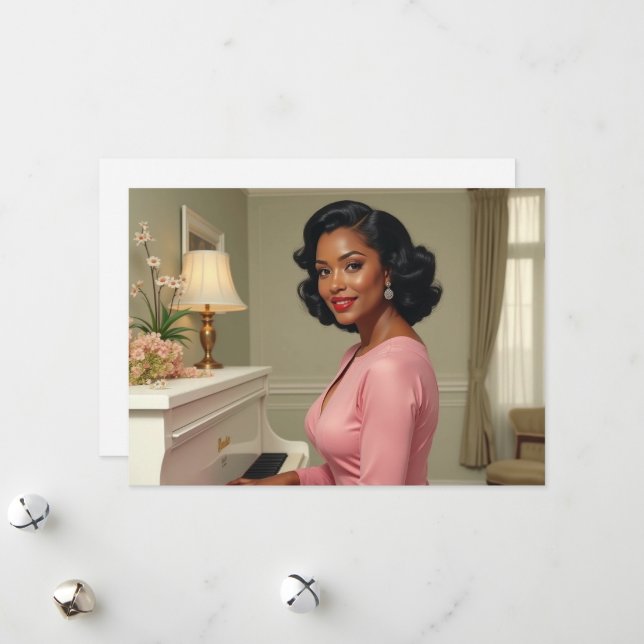 Festividades Cartão de Saudação Mulher Negra Aniversário Obriga (Frente/Verso In Situ)