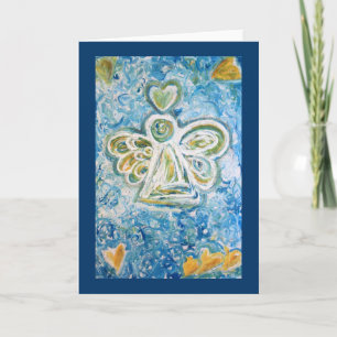 Festividades Cartão de Saudação Ouro Azul Angel
