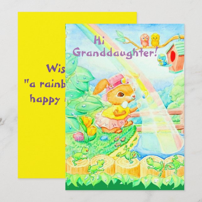 Festividades Cartão de saudação Páscoa da neta (Frente/Verso)