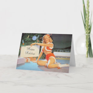 Festividades Cartão de Saudação Pin-Up de Mensagem de Natal tra