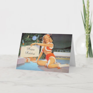 Festividades Cartão de Saudação Pin-Up de Mensagem de Natal tra