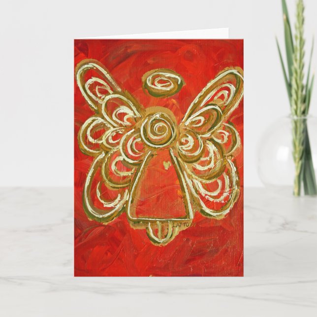 Festividades Cartão de saudação Red Angel ou Notecards (Frente)