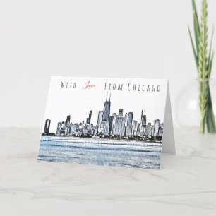 Festividades Cartão de Saudação Skyline Chicago