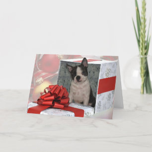 Festividades Cartão de Saudação Terrier de Boston de Natal