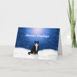 Festividades Cartão de Saudação Tuxedo Cat Seasons