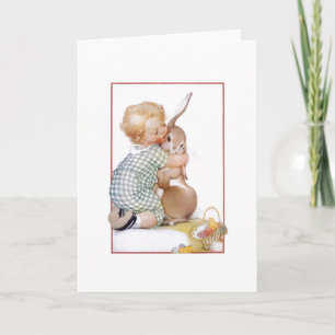 Festividades Cartão de Saudação Vintage Easter Bunny Hugs