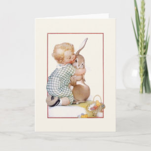 Festividades Cartão de Saudação Vintage Easter Bunny Hugs