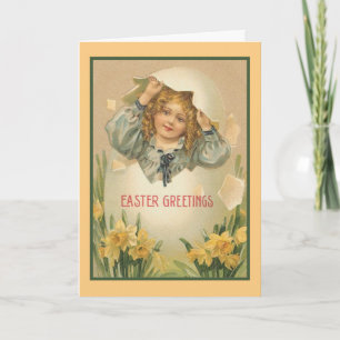 Festividades Cartão de Saudação Vintage Easter EgGirl
