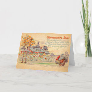 Festividades Cartão de Saudação Vintage Joys de Ação de Graças