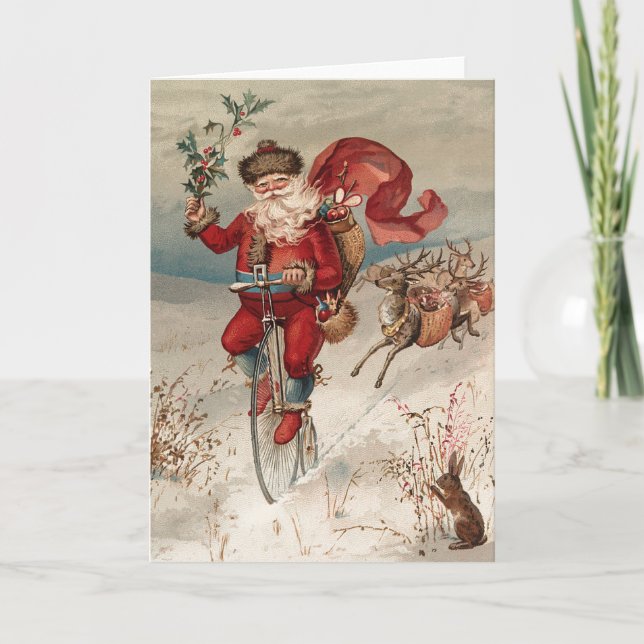 Festividades Cartão de Saudação Vintage Yule (Frente)