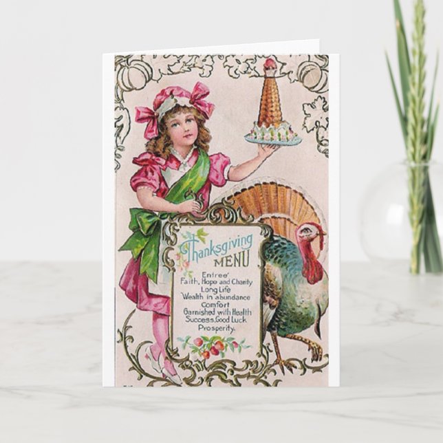 Festividades Cartão de Saudação Vitoriano de Ação de Graças (Frente)