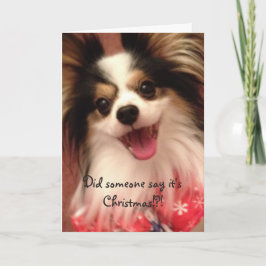 Festividades Cartão de sorriso de Papillon do Natal feliz